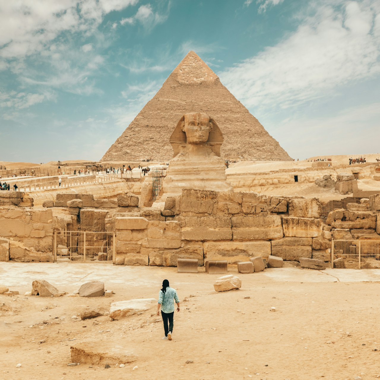 person walking near The Great Sphinx